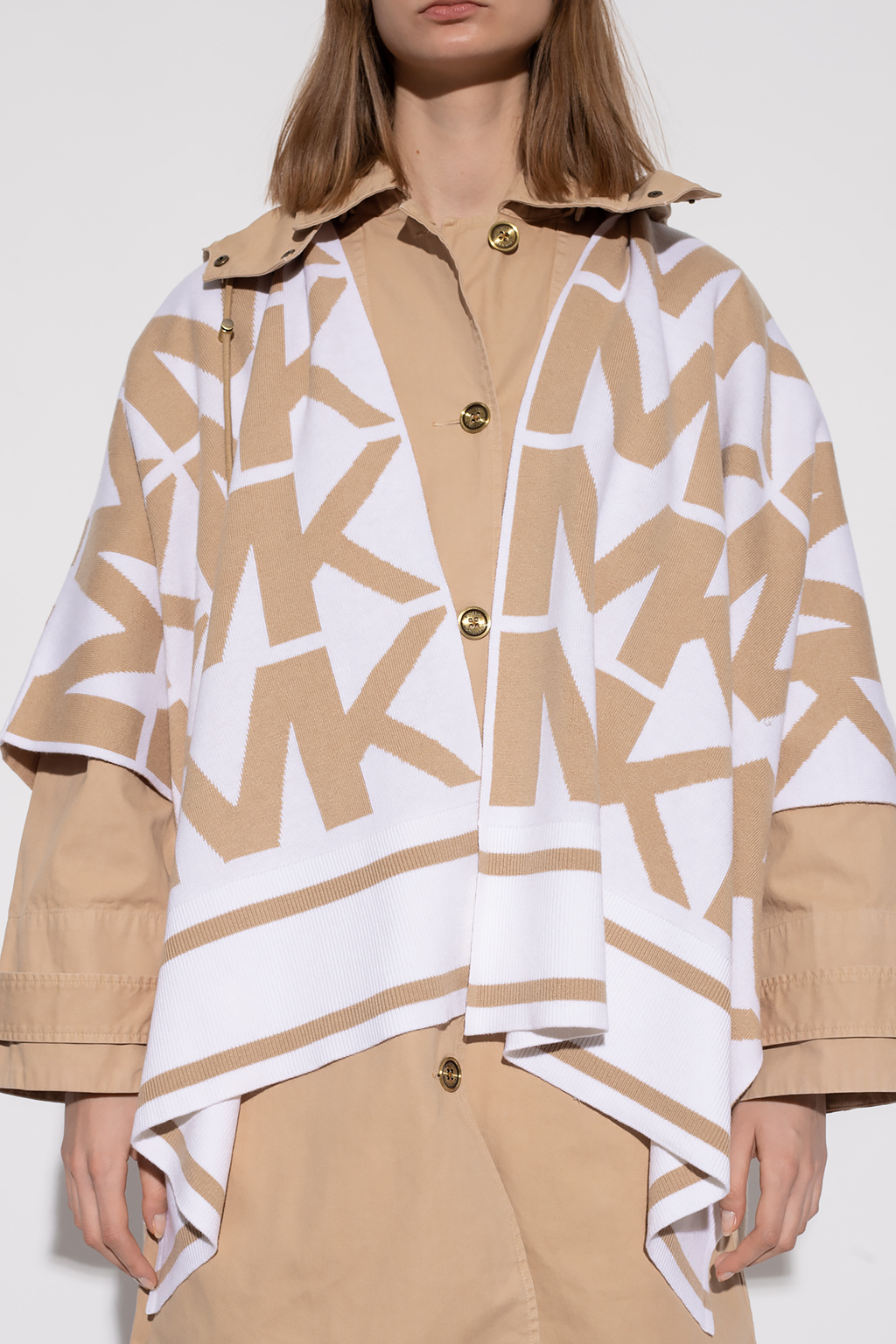 ポンチョ・ケープ Michael Kors Embroidered wool blend poncho Michael Kors Women's Wide-Rib Button Turtleneck Poncho - Macy's
